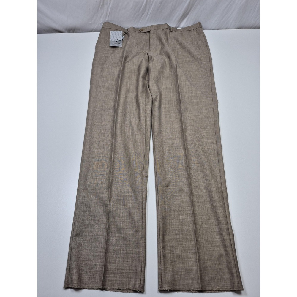 VTG Rossetti Uomo Dress Pants Mens 44x36 Beige Wool Flat Front Super 150s NWT